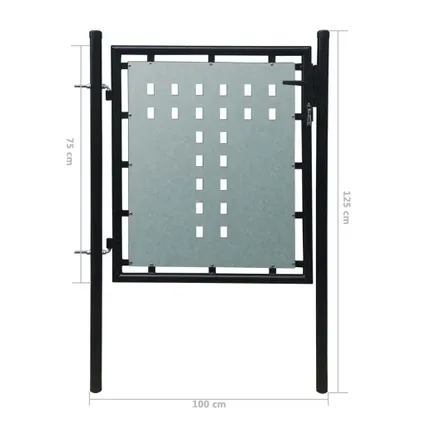 The Living Store - Acier - Portail simple de clôture Noir 100x125 cm - TLS141684 5