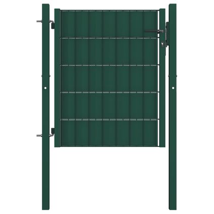 vidaXL - Acier - Portail de clôture PVC et acier 100x101 cm Vert - 145228
