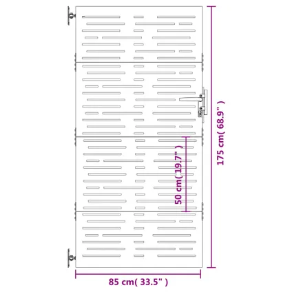 vidaXL - Staal - Poort 85x175 cm vierkant cortenstaal - TLS153248 10