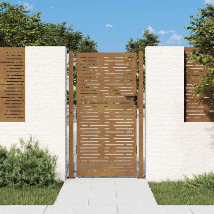 vidaXL - Acier - Portail de jardin 105x205 cm acier corten conception de carré