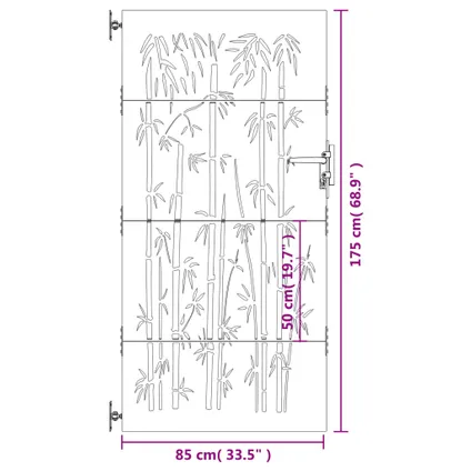 vidaXL - Staal - Poort 85x175 cm bamboe-ontwerp cortenstaal - TLS153236 10