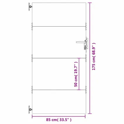 vidaXL - Staal - Poort 85x175 cm cortenstaal - TLS153260 10
