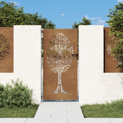 The Living Store - Acier - Portail de jardin 85x175 cm acier corten conception - TLS153212