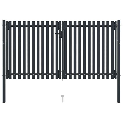 The Living Store - Acier - Portail de clôture à double porte Acier 306x220 cm - TLS146354