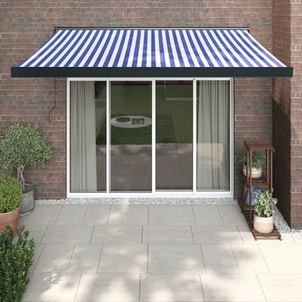 The Living Store - Stof - Luifel uittrekbaar 3,5x2,5 m stof en aluminium blauw - TLS315459