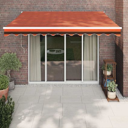 The Living Store - Stof - Luifel uittrekbaar 3,5x2,5 m stof en aluminium oranje - TLS315444