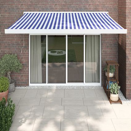The Living Store - Stof - Luifel uittrekbaar 3,5x2,5 m stof en aluminium blauw - TLS315457