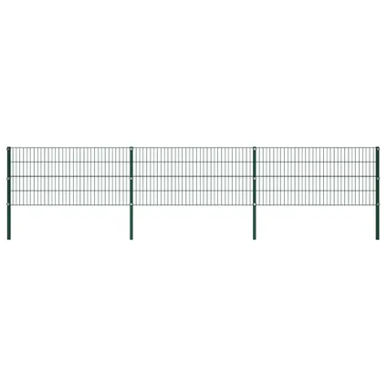 The Living Store - Fer - Panneau de clôture avec poteaux Fer 5,1 x 0,8 m Vert - TLS278606