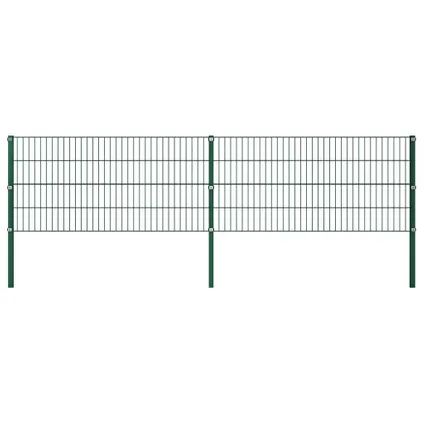 The Living Store - Fer - Panneau de clôture avec poteaux Fer 3,4 x 0,8 m Vert - TLS278605