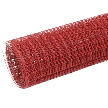 vidaXL - Staal - Kippengaas 25x1,5 m staal met PVC coating rood - TLS143679 2