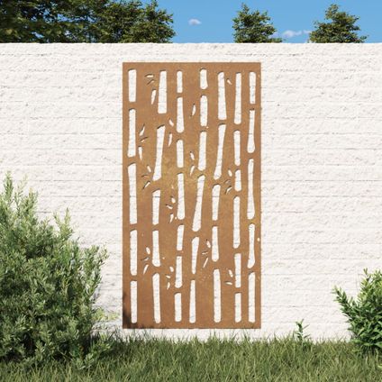 The Living Store - Staal - Wanddecoratie tuin bamboe-ontwerp 105x55 cm - TLS824481