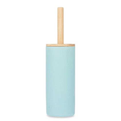 Berilo Toiletborstel in houder Malaga - polyresin/bamboe - lichtblauw