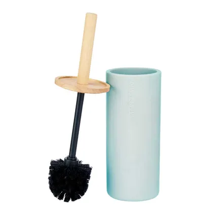 Berilo Toiletborstel in houder Malaga - polyresin/bamboe - lichtblauw 3