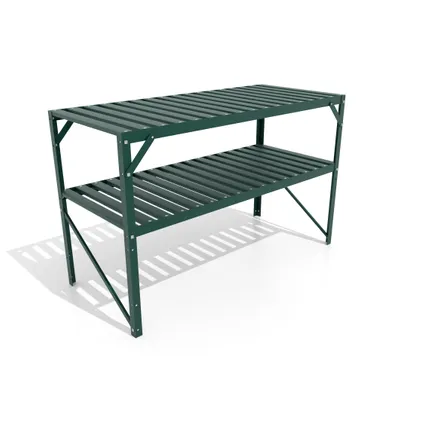 Set voor een aluminium tafel met 2 niveaus met de afmetingen 121 x 54 x 76 cm (b x d x h), in de kleur smaragd. 3