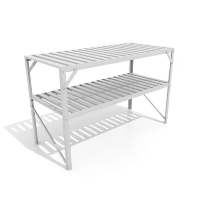 Set voor een aluminium tafel met 2 niveaus met de afmetingen 121 x 54 x 76 cm (b x d x h), in de kleur geanodiseerd aluminium. 3