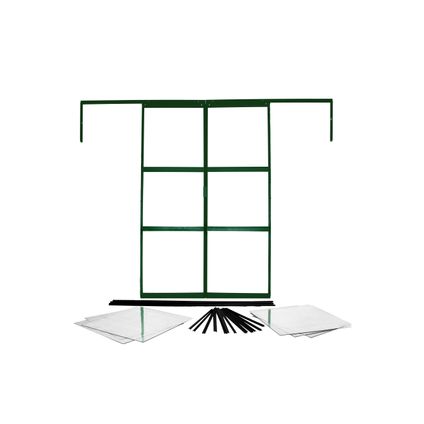 Kit for a double sliding door for the Sirius greenhouse made of powder-coated aluminium, in the colour emerald.