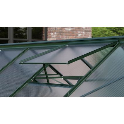 Set voor een dakraam van 57,3 x 61,6 cm gemaakt van gepoedercoat aluminium en zonder beglazing in de kleur smaragd.