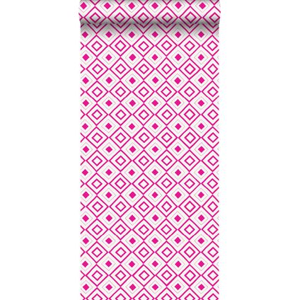 ESTAhome behang ruiten fuchsia roze - 0,53 x 10,05 m - 138862
