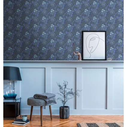 Livingwalls behangpapier bloemmotief blauw, grijs en groen - 53 cm x 10,05 m 3
