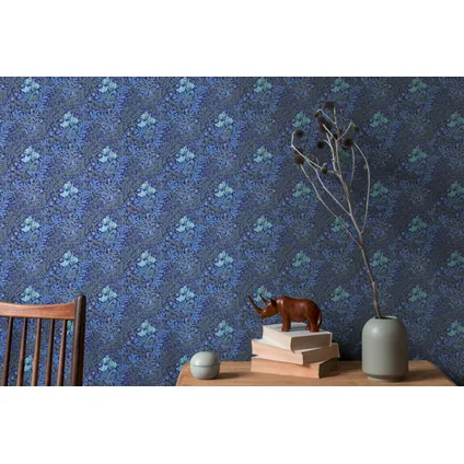 Livingwalls behangpapier bloemmotief blauw, grijs en groen - 53 cm x 10,05 m 4