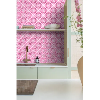 ESTAhome behang tegelmotief roze - 53 cm x 10,05 m - 148610 4