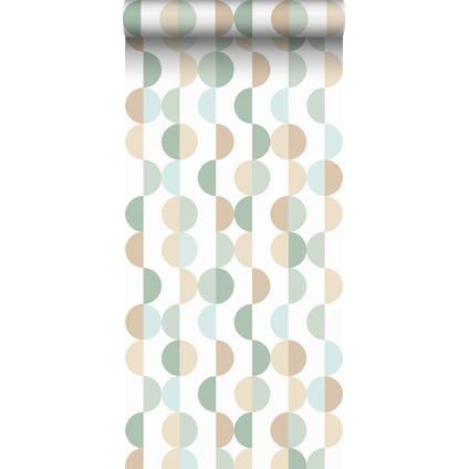 ESTAhome behang grafisch motief vergrijsd groen, lichtblauw en beige - 50 x 900 cm