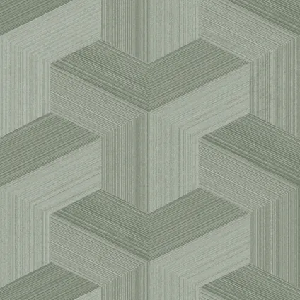 Origin Wallcoverings eco-texture vliesbehangpapier grafisch 3D motief vergrijsd groen 8