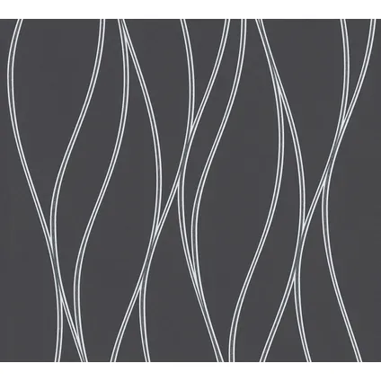 Livingwalls behang strepen zwart, zilver en grijs - 53 cm x 10,05 m - AS-371324 3