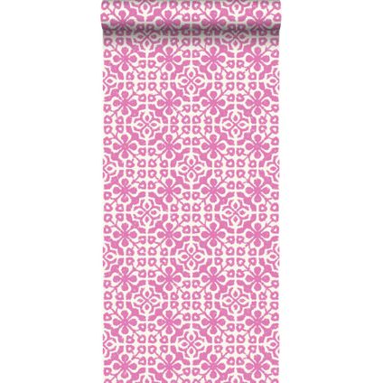 ESTAhome behang verweerde tegels roze - 53 cm x 10,05 m - 128046