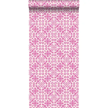 ESTAhome behang verweerde tegels roze - 53 cm x 10,05 m - 128046
