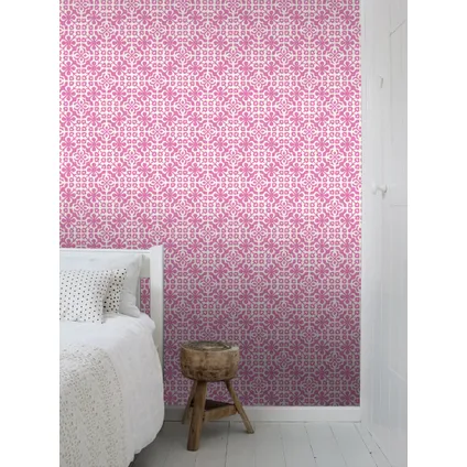 ESTAhome behang verweerde tegels roze - 53 cm x 10,05 m - 128046 3