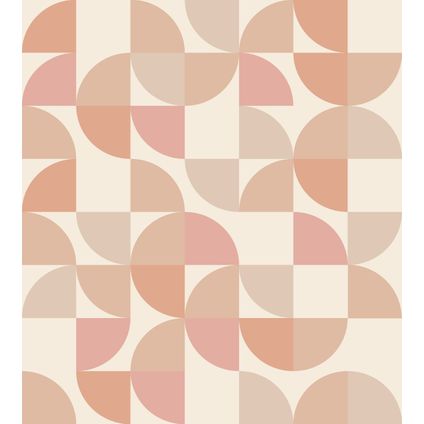ESTAhome fotobehangpapier geometrische vormen beige en roze - 2.5 x 2.79 m - 159387