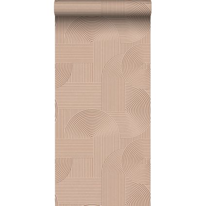 Origin Wallcoverings behang grafisch 3D motief terracotta roze - 0.53 x 10.05 m