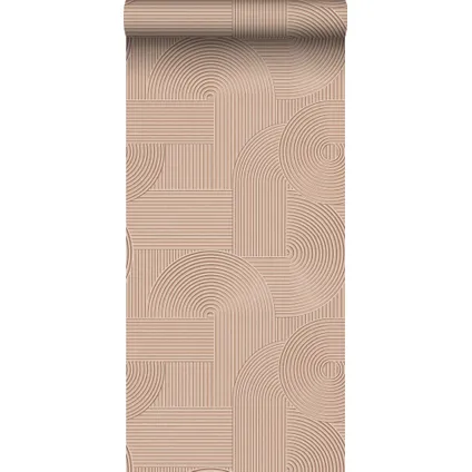 Origin Wallcoverings behangpapier grafisch 3D motief terracotta roze - 0.53 x 10.05 m