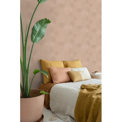 Origin Wallcoverings behang grafisch 3D motief terracotta roze - 0.53 x 10.05 m 3