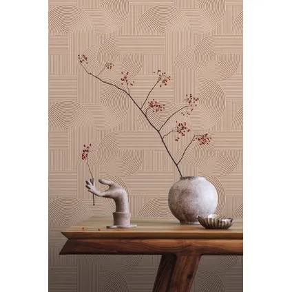 Origin Wallcoverings behangpapier grafisch 3D motief terracotta roze - 0.53 x 10.05 m 4