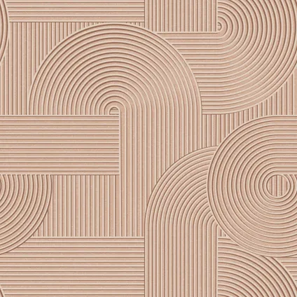 Origin Wallcoverings behang grafisch 3D motief terracotta roze - 0.53 x 10.05 m 9
