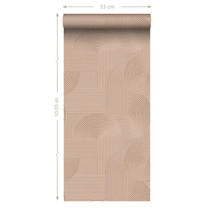 Origin Wallcoverings behang grafisch 3D motief terracotta roze - 0.53 x 10.05 m 10