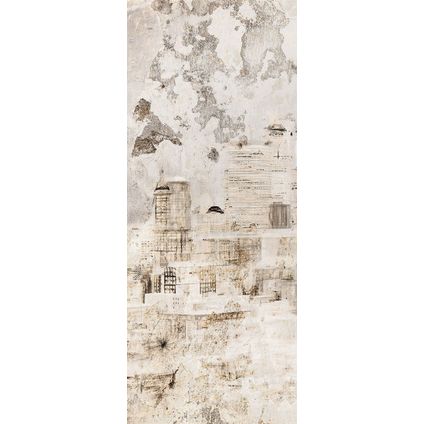 Sanders & Sanders fotobehangpapier stenen paneel grijs en beige - 100 x 250 cm