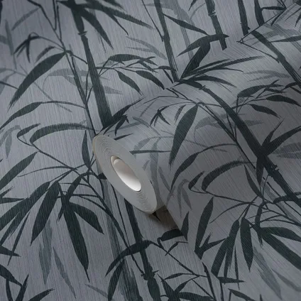 Livingwalls behang bamboe grijs en zwart - 53 cm x 10,05 m - AS-379894 2