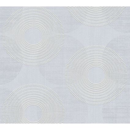 A.S. Création behang stip grijs en wit - 53 cm x 10,05 m - AS-378322