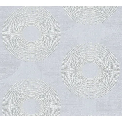 A.S. Création behang stip grijs en wit - 53 cm x 10,05 m - AS-378322