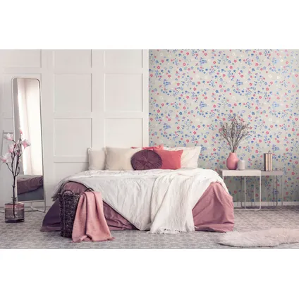 Livingwalls papier peint fleurs beige, bleu, rouge et blanc - 53 cm x 10,05 m - AS-389073 2