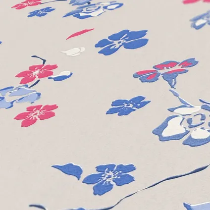 Livingwalls papier peint fleurs beige, bleu, rouge et blanc - 53 cm x 10,05 m - AS-389073 5