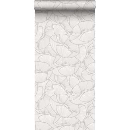 ESTAhome papier peint coquelicots gris et blanc - 0.53 x 10.05 m - 139704