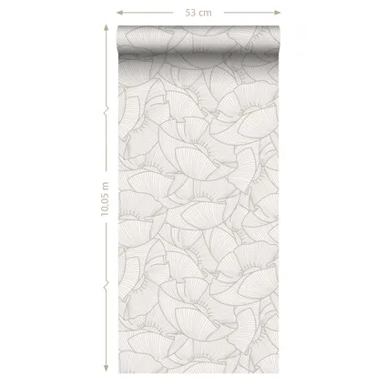 ESTAhome behangpapier klaprozen grijs en wit - 0.53 x 10.05 m - 139704 10