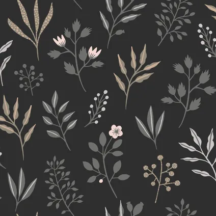 ESTAhome behang bloemmotief in Scandinavische stijl zwart - 0,53 x 10,05 m - 139083 8