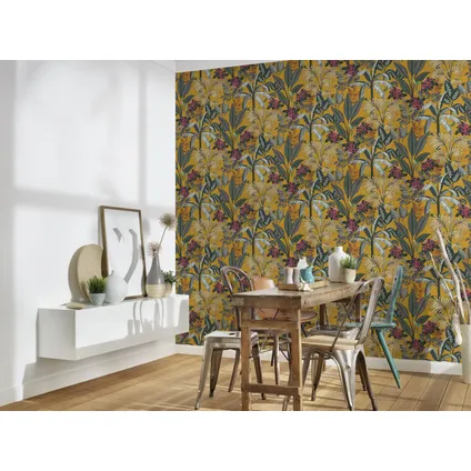 Livingwalls papier peint paysage boisé jaune, gris, vert et rose - 53 cm x 10,05 m - AS-387381 7