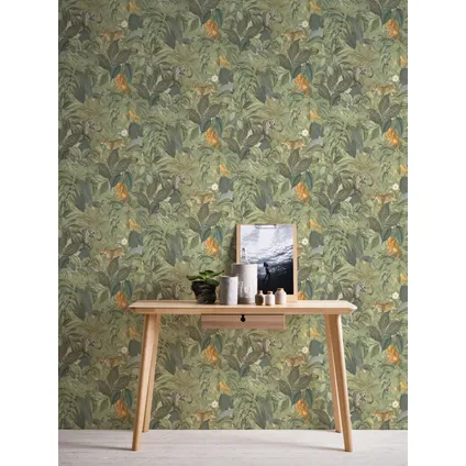Livingwalls papier peint jungle vert, gris, marron et jaune - 53 cm x 10,05 m - AS-387243 8