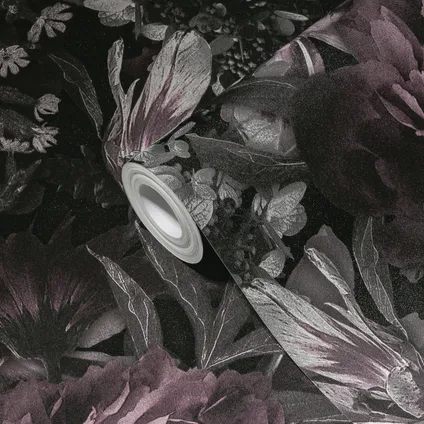 Livingwalls papier peint fleurs gris, rose, noir et blanc - 53 cm x 10,05 m - AS-385093 2